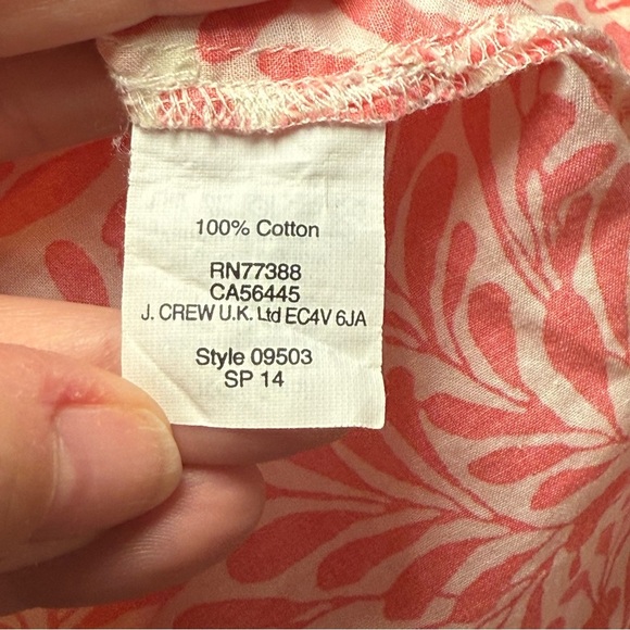 J. Crew Coral Navy Floral Crepe 100%‎ Cotton V-neck 3/4 Sleeve Tunic Medium EUC - Picture 6 of 10